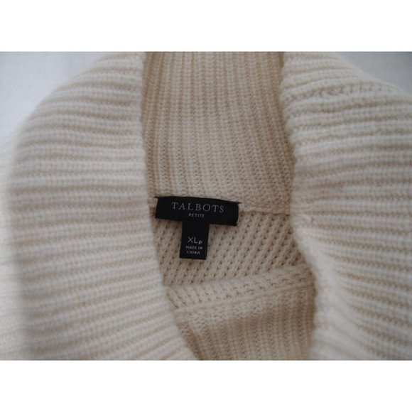 Talbots Womens Sweater XLP Oversized Tunic Cowl Neck Pullover Ivory Wool Sp 2022 - Picture 3 of 5
